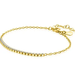 ZINZI gold plated zilveren armband, in het midden bezet met 21 witte zirconia's 16-19cm ZIA2370Y
