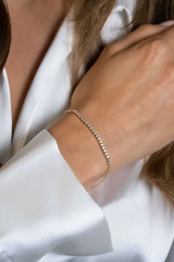 ZINZI gold plated zilveren armband, in het midden bezet met 21 witte zirconia's 16-19cm ZIA2370Y