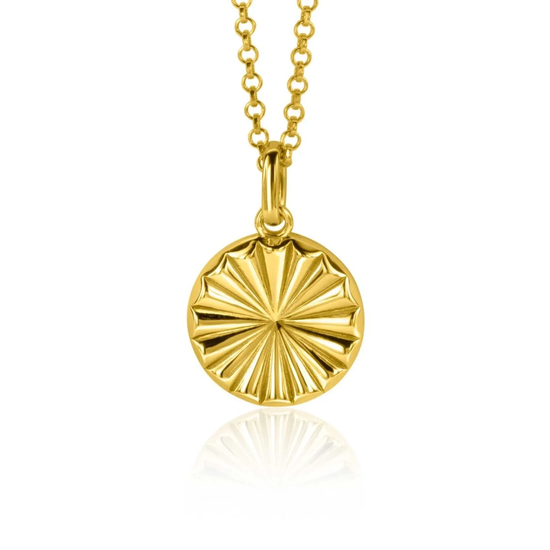 ZINZI gold plated zilveren hanger zonnestralen rond 15mm ZIH2296 (zonder collier)