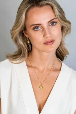 ZINZI gold plated zilveren hanger zonnestralen rond 15mm ZIH2296 (zonder collier)