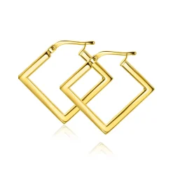 ZINZI gold plated zilveren oorringen 20mm met vierkante vorm buisdikte 2mm ZIO2336G
