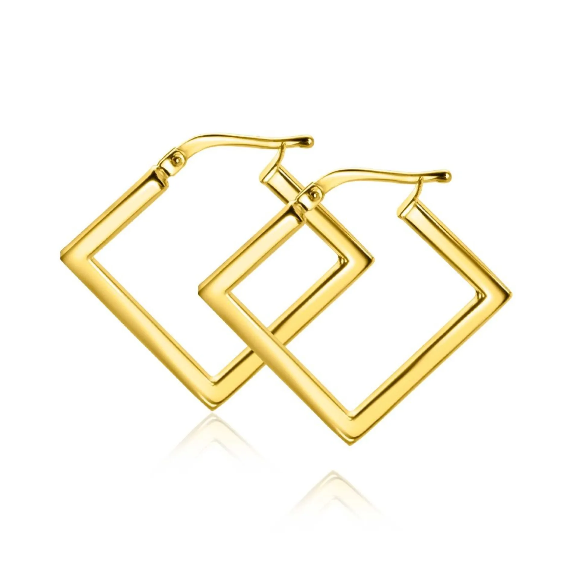 ZINZI gold plated zilveren oorringen 20mm met vierkante vorm buisdikte 2mm ZIO2336G