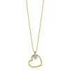 ZINZI gold plated zilveren bolletjes ketting met grote open hart hanger 20mm en bungelend luxe hartje 45-48cm ZIC2621