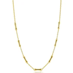 ZINZI gold plated zilveren schakel ketting met zeven gladde bamboe vormen 40-45m ZIC2577G