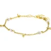 ZINZI gold plated zilveren armband met witte zoetwaterparels en druppeltjes ZIA2753