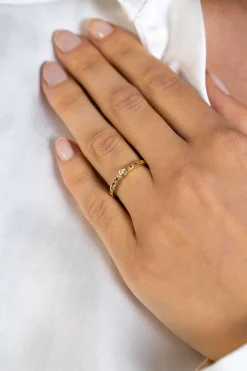 ZINZI gold plated zilveren aanschuifring gourmet schakel met ronde witte zirconia ZIR2376