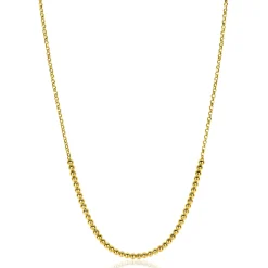 ZINZI gold plated zilveren jasseron ketting met bolletjes schakels (2,5mm breed) in het midden 40-45cm ZIC2640G