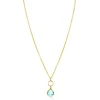 ZINZI gold plated zilveren ketting met open rondje en ovale hanger, bezet met turquoise kleursteen 40-45cm ZIC2716G