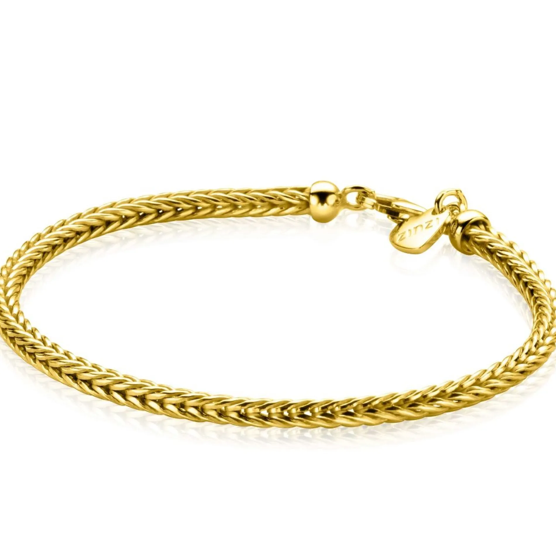 ZINZI gold plated zilveren schakelarmband vossenstaart 3.0mm breed ZIA1124G
