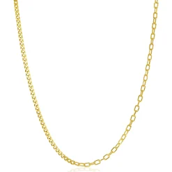 ZINZI gold plated zilveren multi-schakelketting met gourmet en paperclip schakels 2,7mm breed 43-45cm ZIC2468G