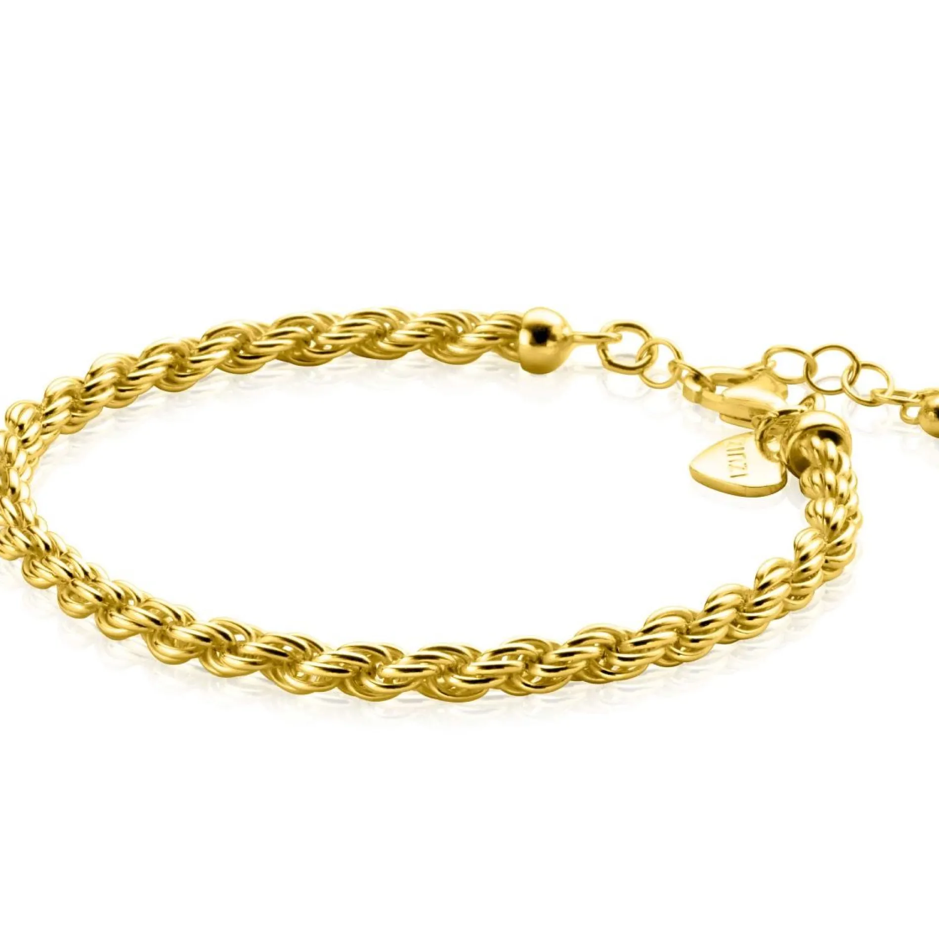 ZINZI gold plated zilveren koord armband 4mm breed ZIA2343G