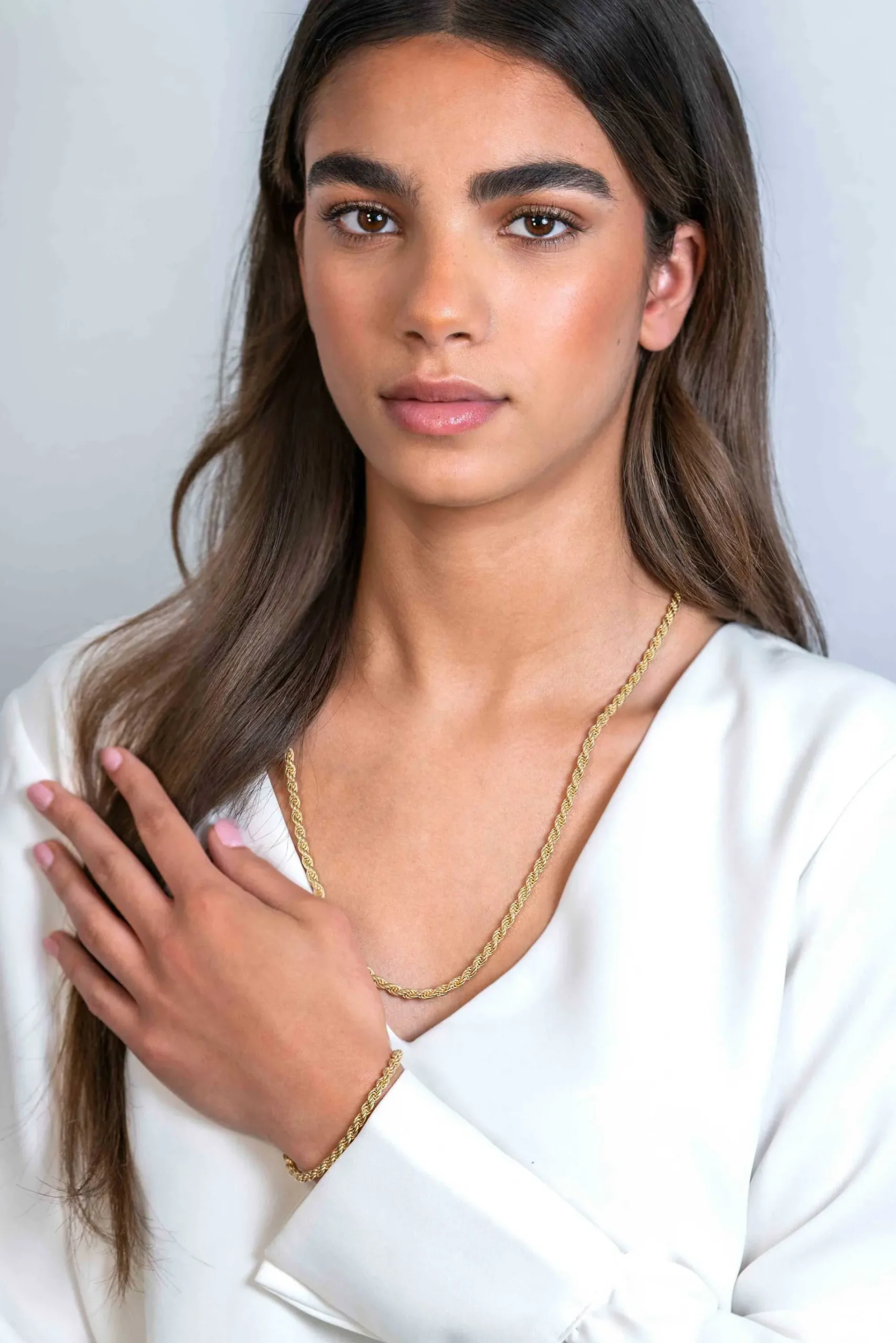 ZINZI gold plated zilveren koord armband 4mm breed ZIA2343G