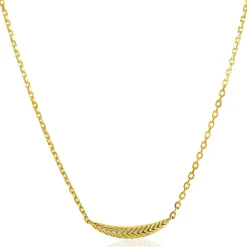 ZINZI gold plated zilveren schakelkettinkje met grote veer. De veer staat symbool voor je vleugels uitslaan en vrijheid. 40-45cm ZIC2644G
