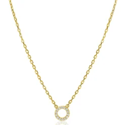 ZINZI gold plated zilveren ketting met open rondje (7,5mm) bezet met witte zirconia's 40-45cm ZIC2550Y