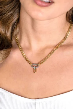 ZINZI gold plated zilveren brede gourmet ketting 42cm met zilveren ovale sluitring ZIC2378G