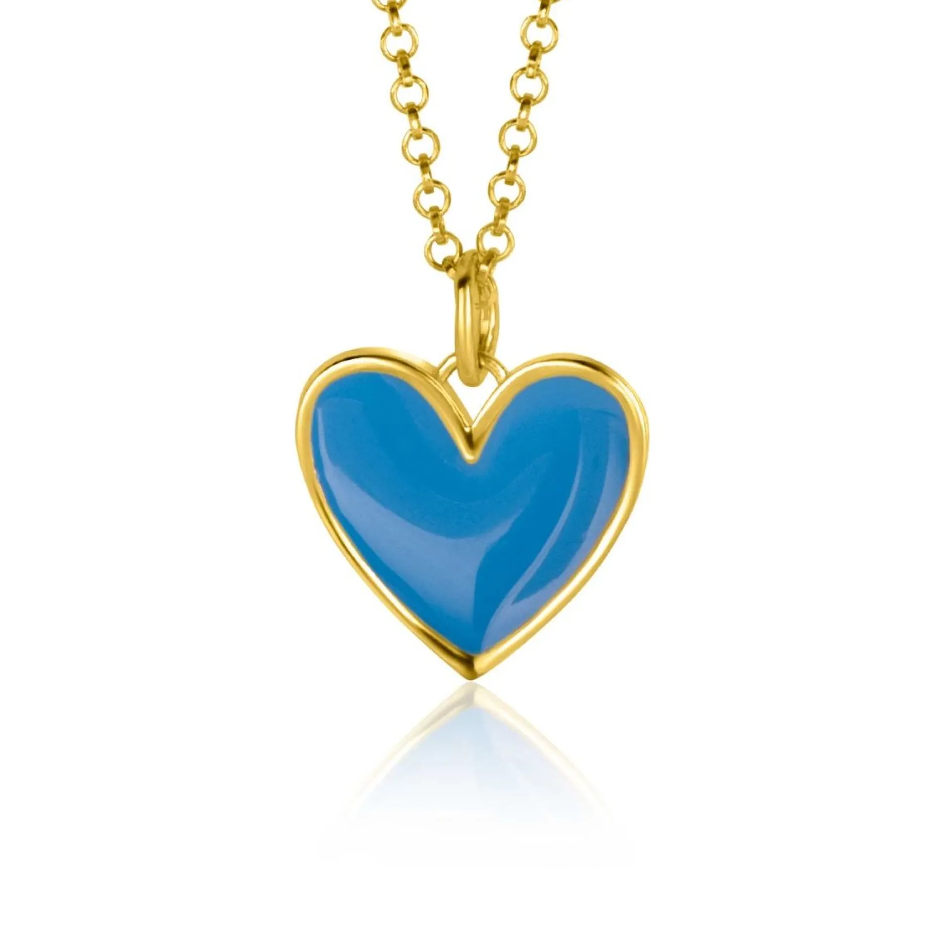 ZINZI gold plated zilveren hanger hart 15mm met blauw emaille ZIH2314B (zonder collier)