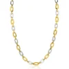 ZINZI gold plated zilveren schakelketting 42-45cm met bicolor rechthoekige schakels (6,5mm breed) ZIC2757