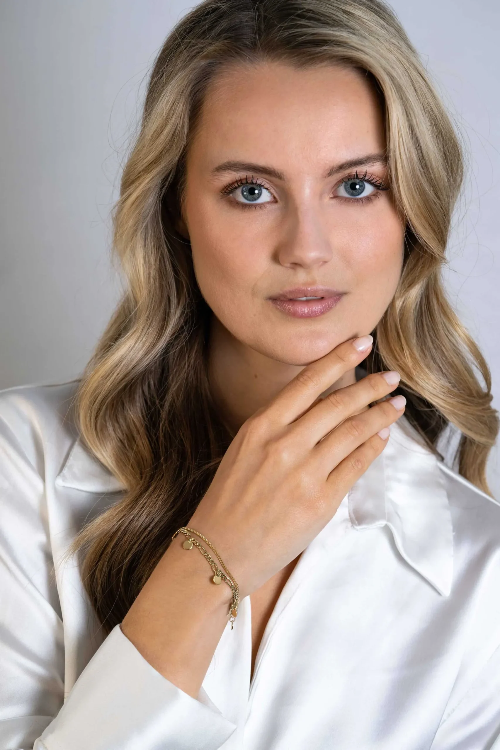 ZINZI gold plated zilveren multi-look armband met gourmet en figaro schakels met 5 ronde plaatjes ZIA2368