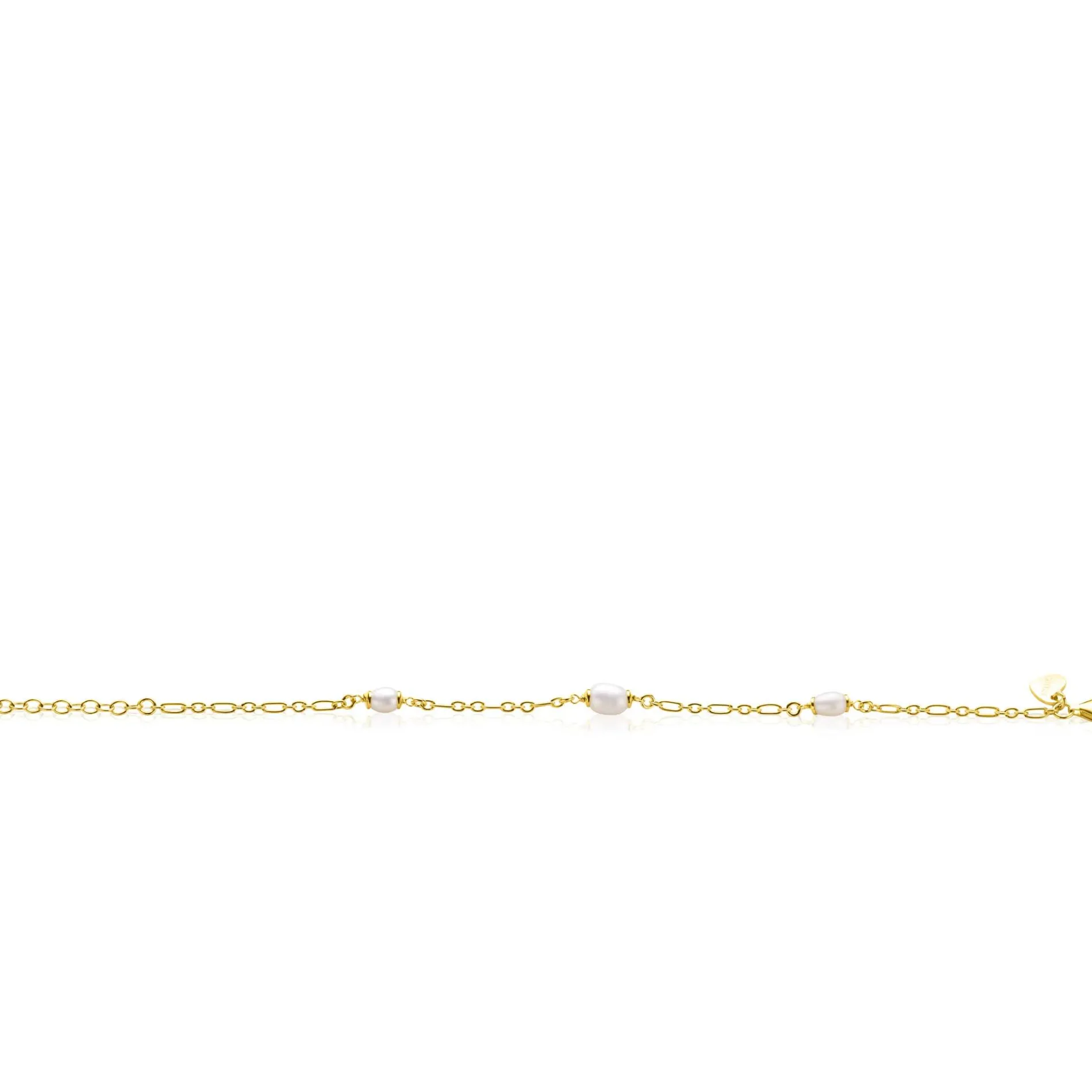 ZINZI gold plated zilveren schakelarmband met drie ovale witte zoetwaterparels 17-20cm ZIA2588