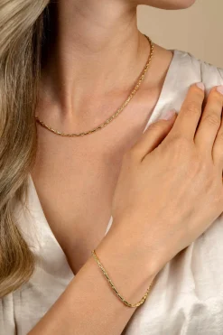 ZINZI gold plated zilveren schakel ketting 2,3mm breed 43-45cm ZIC2648G