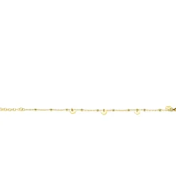 ZINZI gold plated zilveren schakelarmband met bolletjes en drie gladde hartjes 17-20cm ZIA2531G
