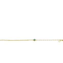 ZINZI gold plated zilveren multi-look armband met ovale en jasseron schakels, met ronde groene kleursteen in vierpootszetting 17-19cm ZIA2660G