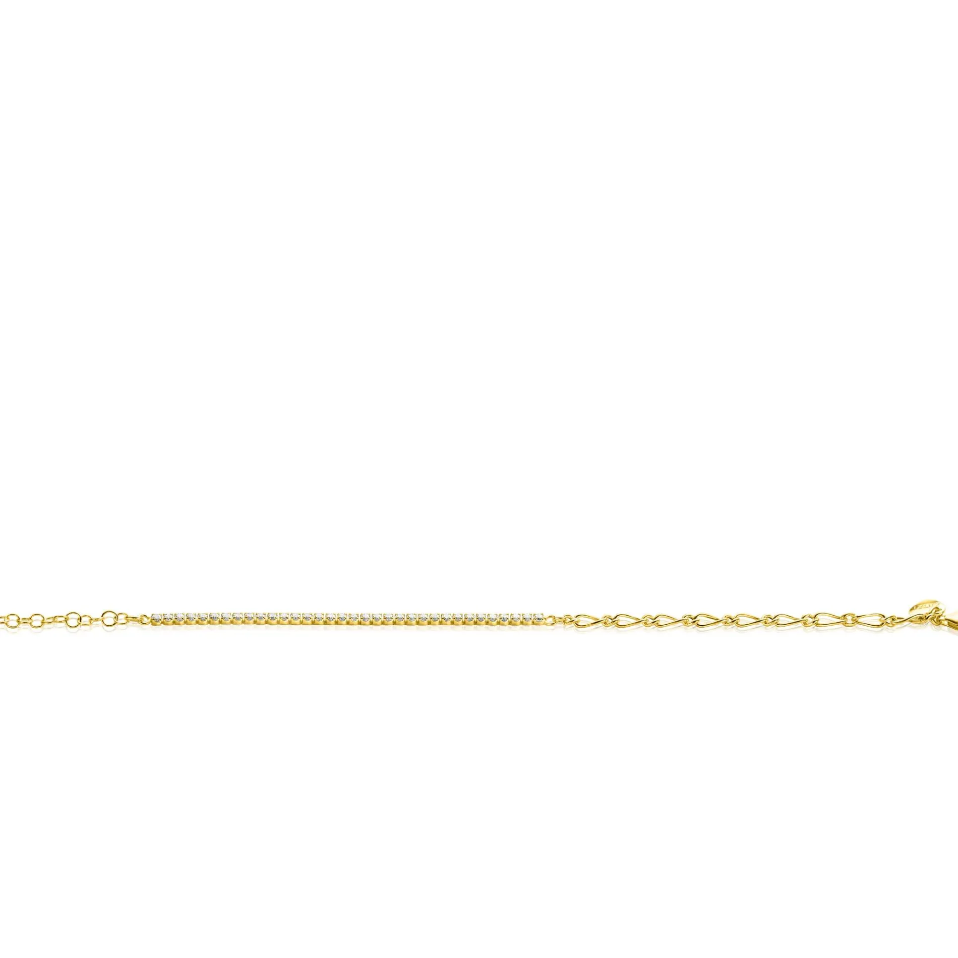 ZINZI gold plated zilveren fantasie schakel armband (2,3mm breed) waarbij de ene helft bezet is met witte zirconia's 17-20cm ZIA2460Y