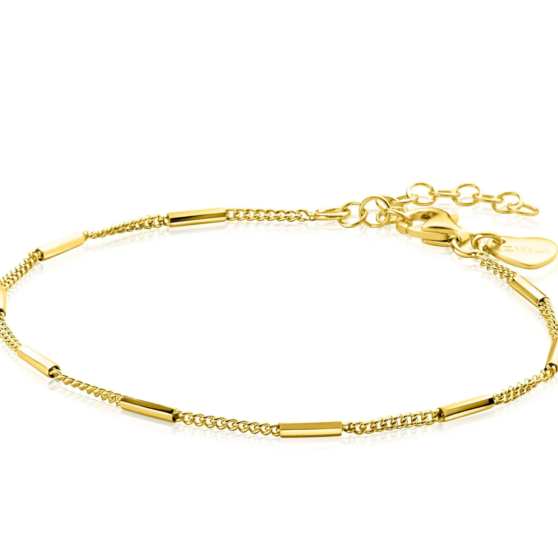 ZINZI gold plated zilveren gourmet armband met staafjes 1,6mm breed 16-19cm ZIA2366G