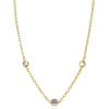 ZINZI gold plated zilveren schakelketting met ronde en vierkante zettingen pastel en paars 42-45cm ZIC2525G