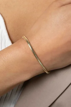 ZINZI gold plated zilveren platte slangen-armband 3,5mm breed ZIA2402G