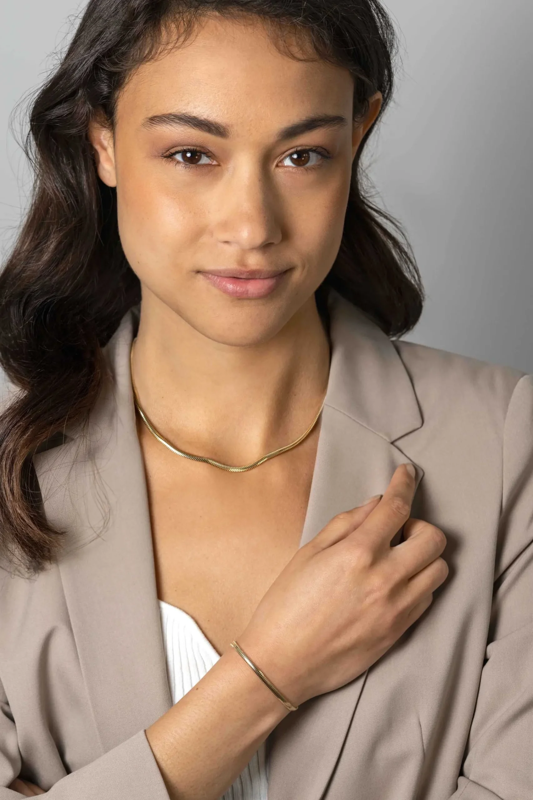 ZINZI gold plated zilveren platte slangen-armband 3,5mm breed ZIA2402G
