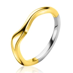 ZINZI gold plated zilveren ring organisch gevormd 3,5mm breed ZIR2627G