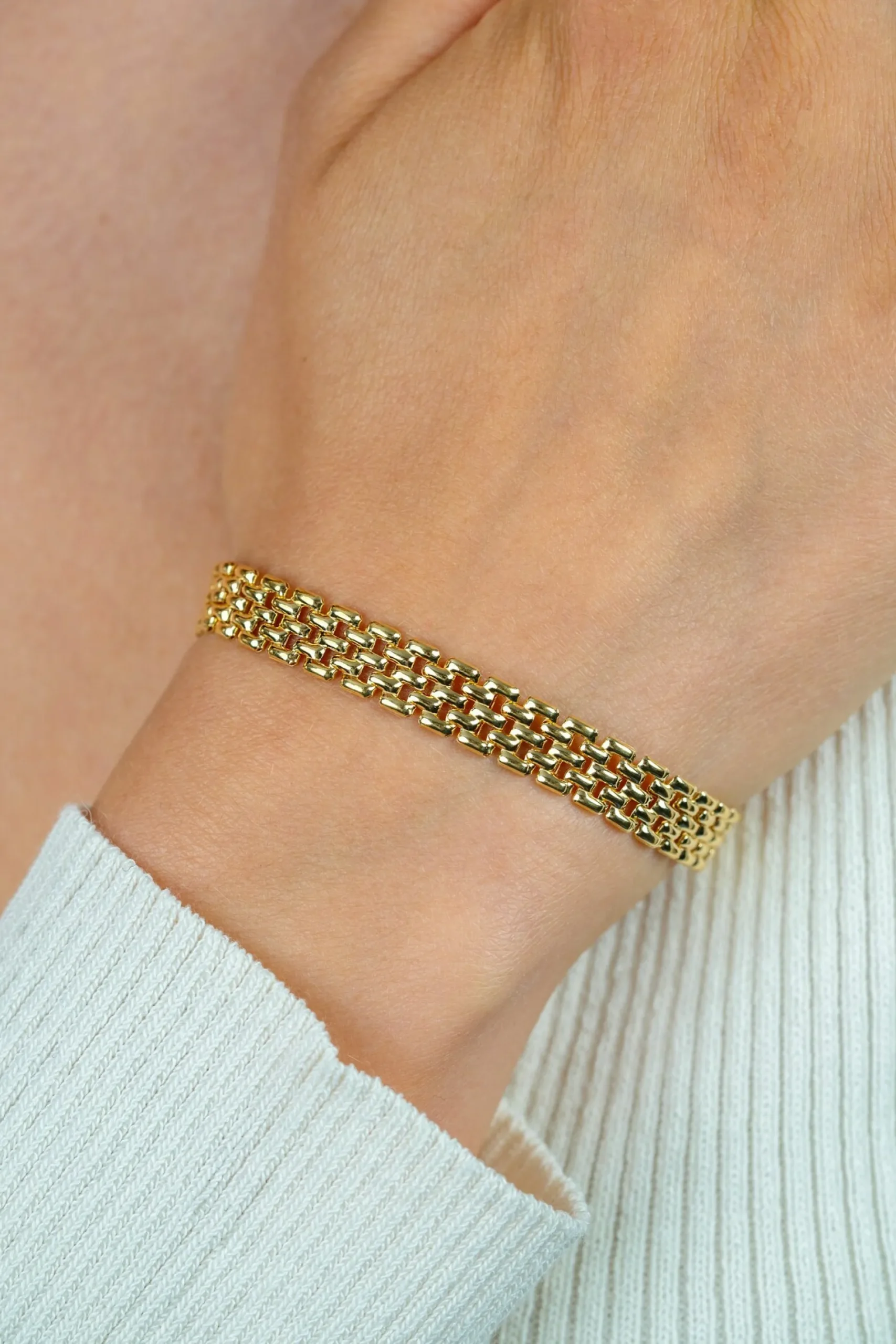 ZINZI gold plated zilveren armband met 8mm brede rolex-style schakel 16,5-20cm ZIA2289G