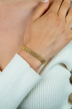 ZINZI gold plated zilveren armband met 8mm brede rolex-style schakel 16,5-20cm ZIA2289G