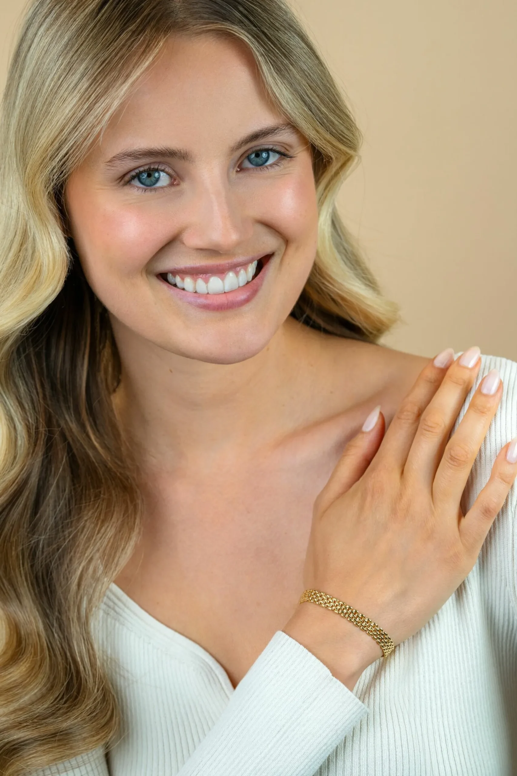 ZINZI gold plated zilveren armband met 8mm brede rolex-style schakel 16,5-20cm ZIA2289G