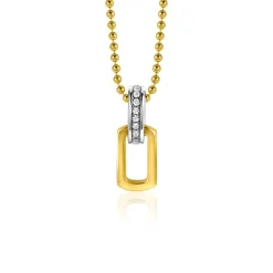 ZINZI gold plated zilveren ovale hanger 16mm met luxe hangoog bezet met witte zirconia's ZIH2297 (zonder collier)