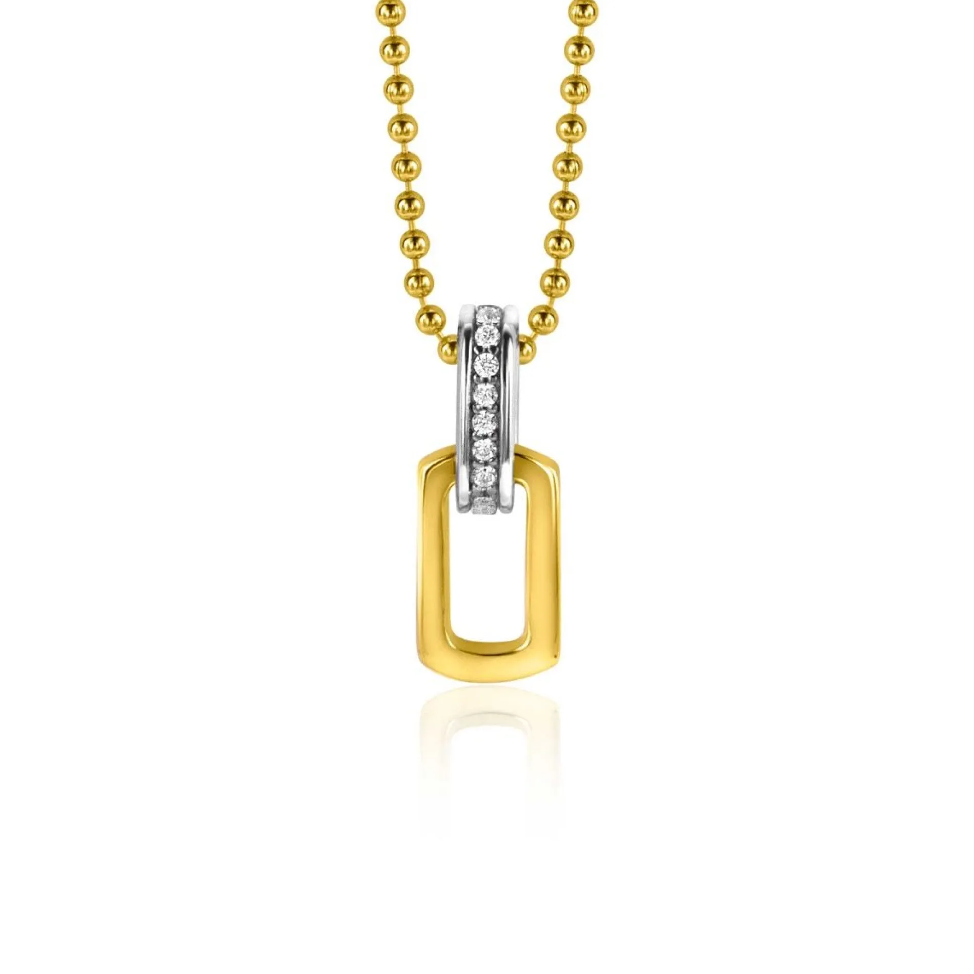 ZINZI gold plated zilveren ovale hanger 16mm met luxe hangoog bezet met witte zirconia's ZIH2297 (zonder collier)