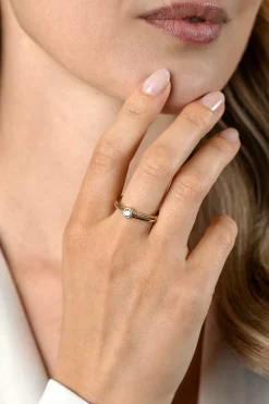 ZINZI gold plated zilveren multilook ring met ronde kastzetting van 5mm en twee banen. Bezet met witte zirconia's ZIR2625
