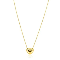 ZINZI gold plated zilveren ketting met luxe groot hart (15mm) 40-45 cm ZIC2672G
