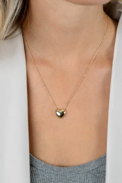 ZINZI gold plated zilveren ketting met luxe groot hart (15mm) 40-45 cm ZIC2672G