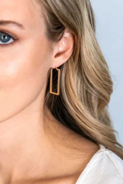 ZINZI gold plated zilveren oorringen 30mm in rechthoek vorm buisdikte 2mm ZIO2337G