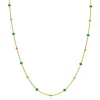 ZINZI gold plated zilveren fantasie ketting met 13 groene donuts en glanzende bolletjes 42-45cm ZIC2509