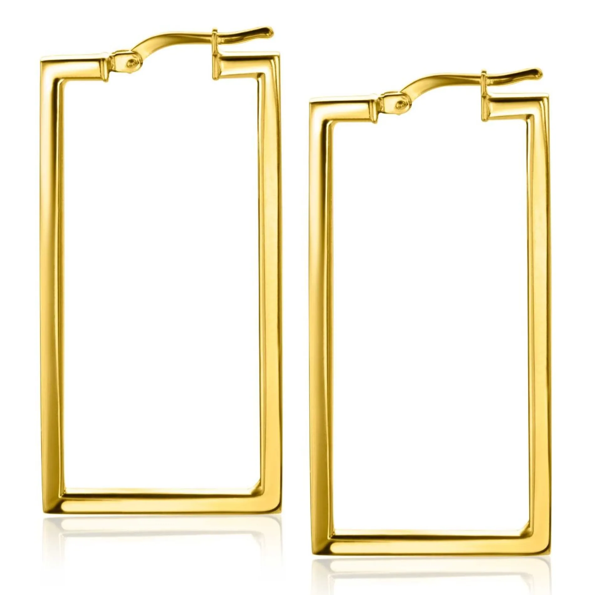 ZINZI gold plated zilveren oorringen 40mm in rechthoek vorm buisdikte 2mm ZIO2337LG