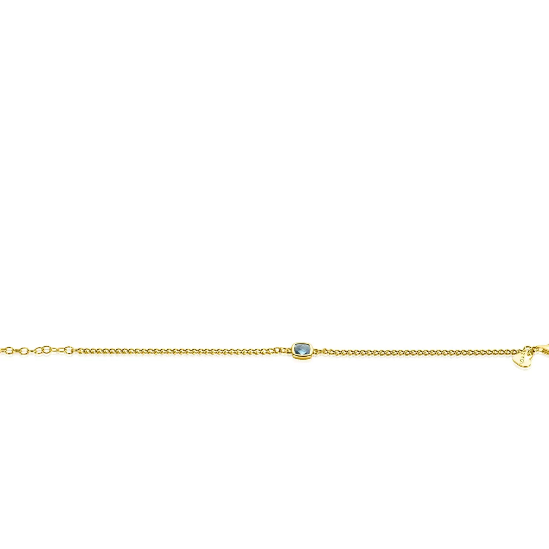 ZINZI gold plated zilveren gourmet armband met vierkante zetting bezet met indigo blauwe kleursteen 16-19cm ZIA2417G