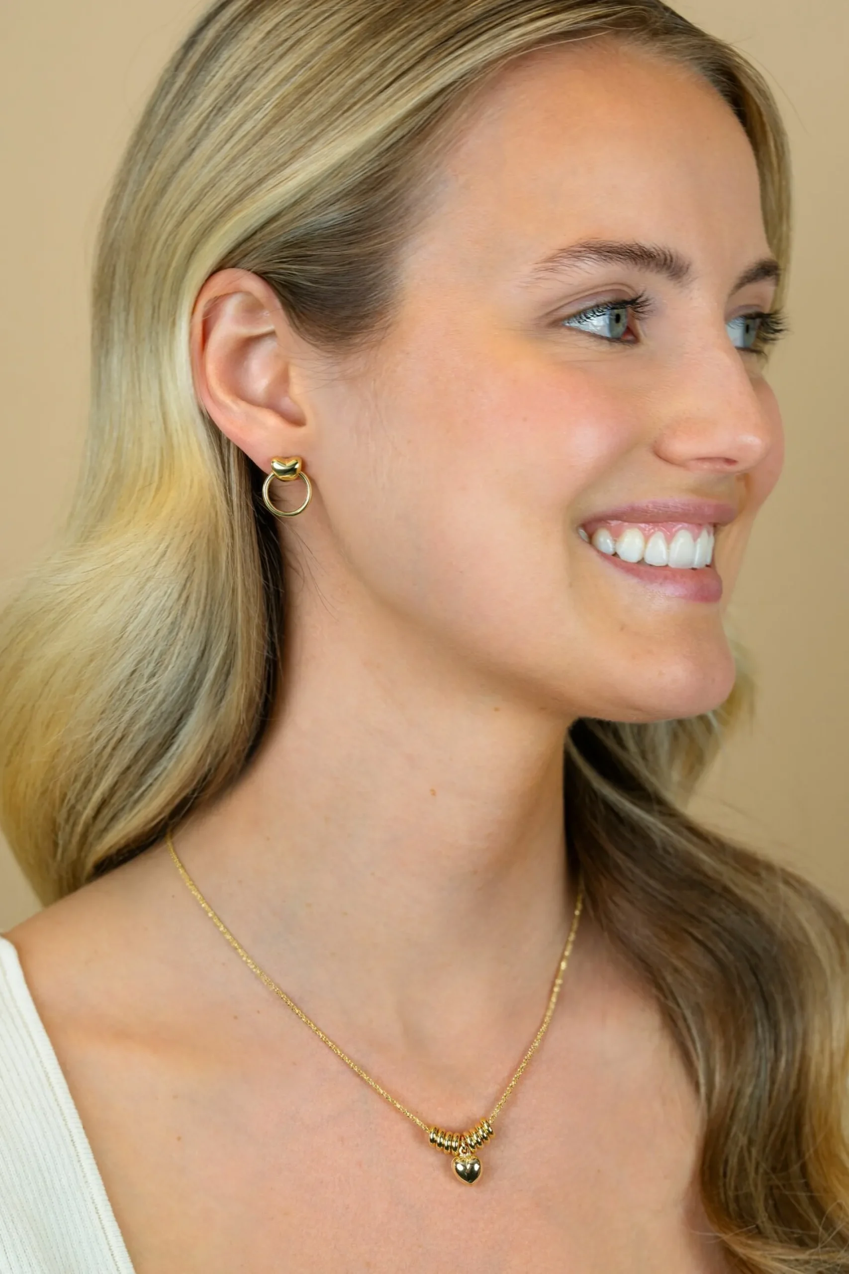 ZINZI gold plated zilveren ketting 42-45cm met hart en 8 glanzende donuts ZIC2760