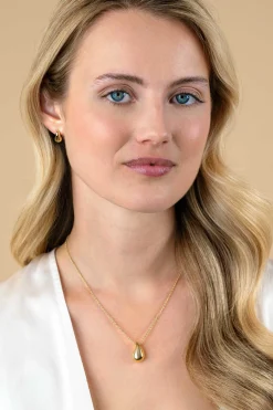 ZINZI gold plated zilveren jasseron ketting 42-45cm met organisch gevormde hanger 18mm ZIC2636G