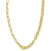 ZINZI gold plated zilveren ketting 45cm met twee stoere schakels gecombineerd: jasseron en ovale schakels (8,5mm breed) ZIC2477G