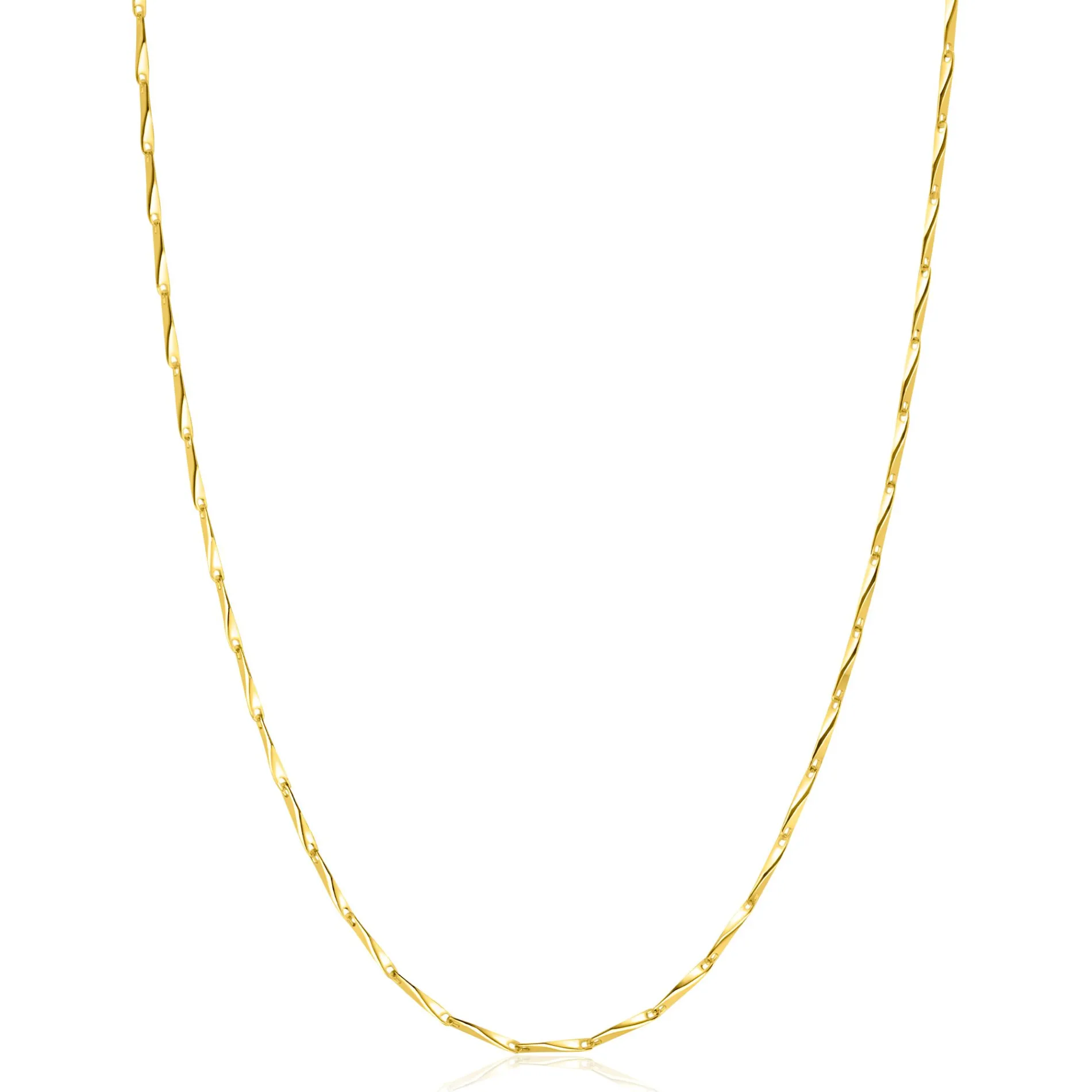 ZINZI gold plated zilveren schakel ketting met glinsterende pijlvormige schakels 1,5mm breed 42-45cm ZIC2414G