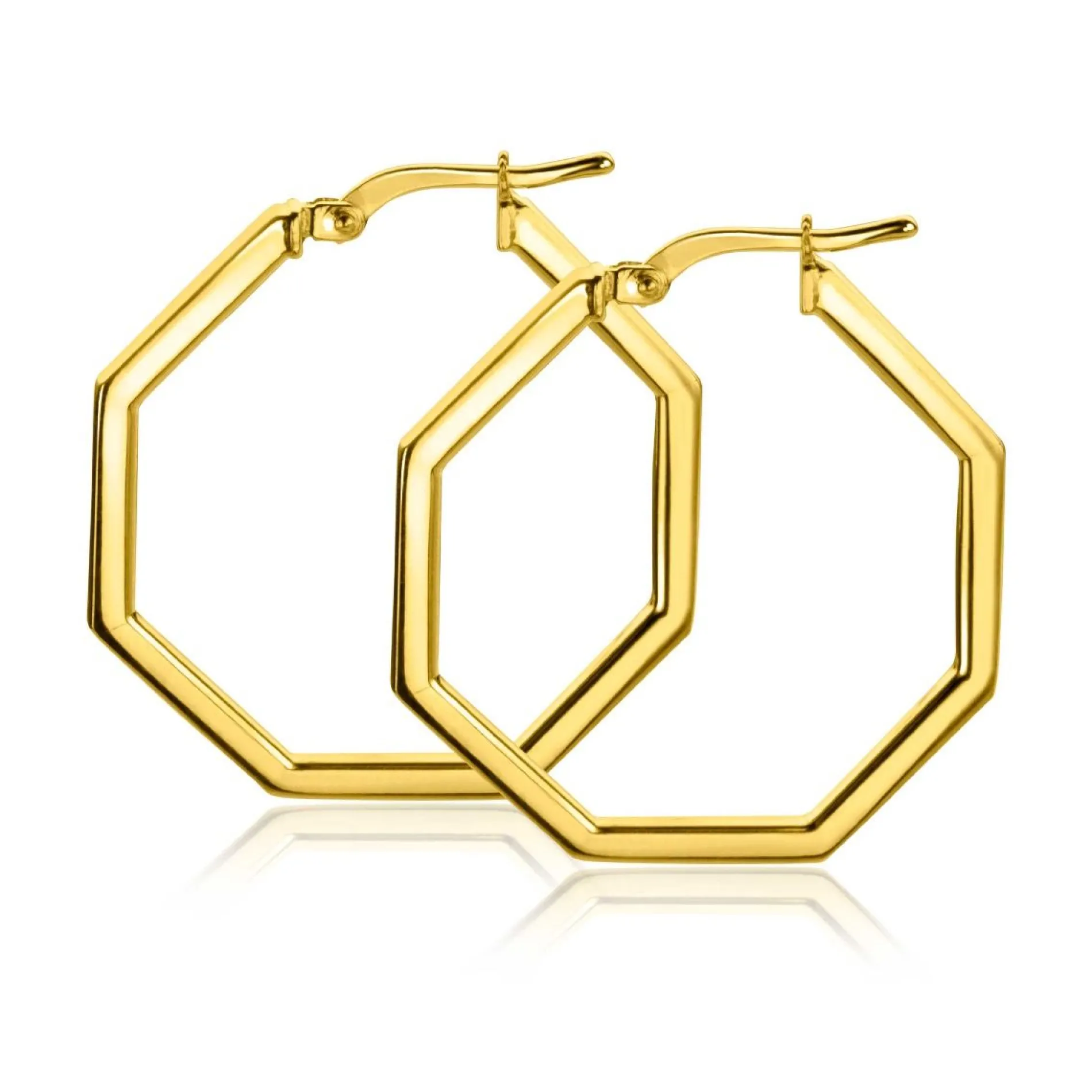 ZINZI gold plated zilveren oorringen in trendy zeshoek 27 x 2mm ZIO2323G