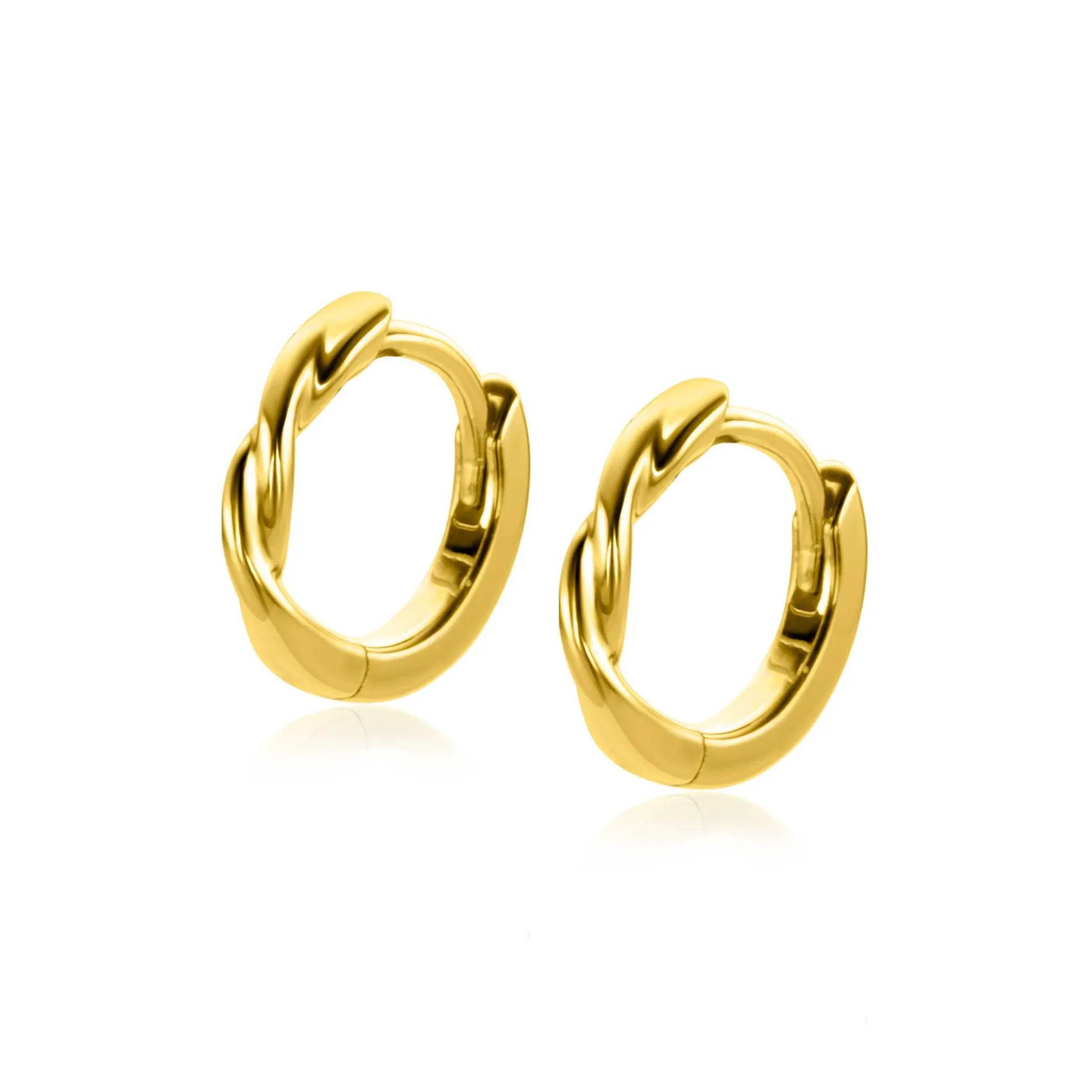 ZINZI gold plated zilveren oorringen met gedraaide buis 12 x 2mm ZIO2321G